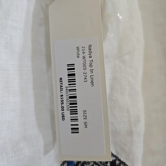 NWT Alex Mill Nadya Embroidered Linen White Blouse Small Boho Peasant - Picture 6 of 8